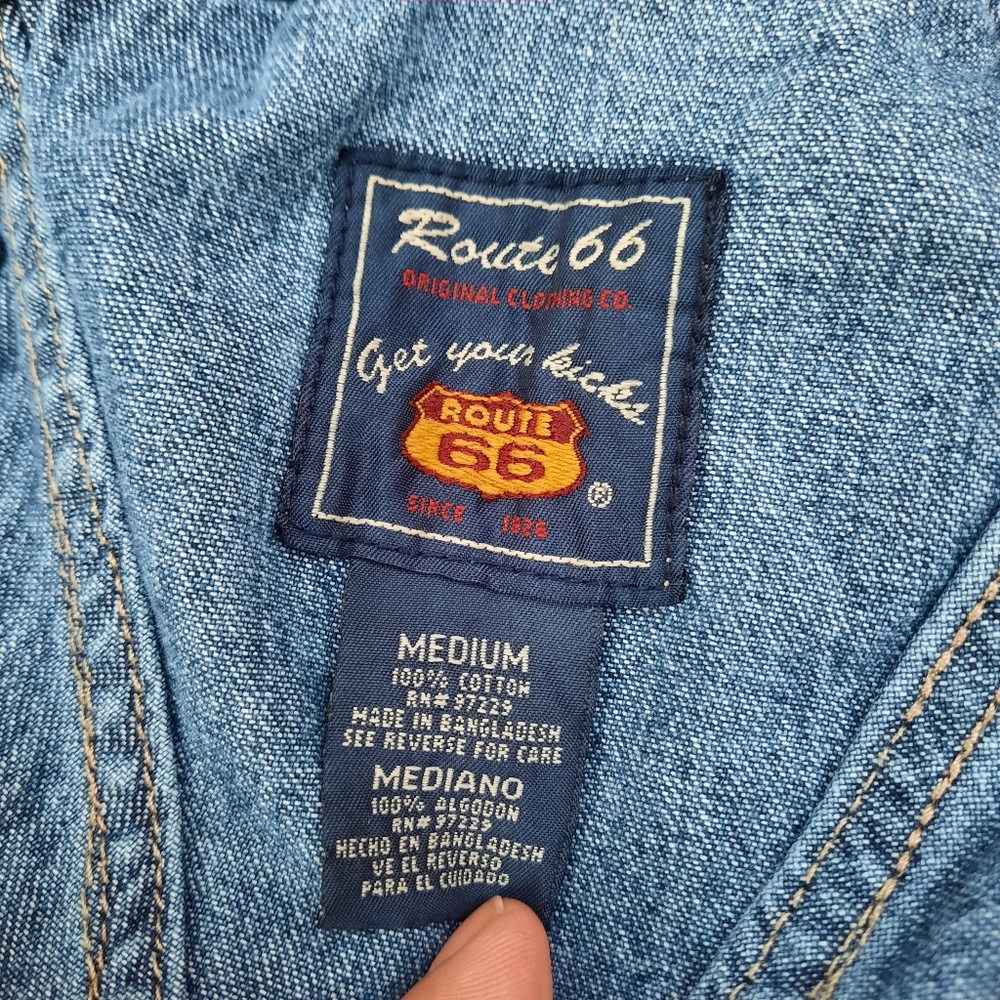Route 66 Vintage 90's Denim Shortalls Bib Overalls Frayed Shorts Jeans Jorts - Picture 14 of 15